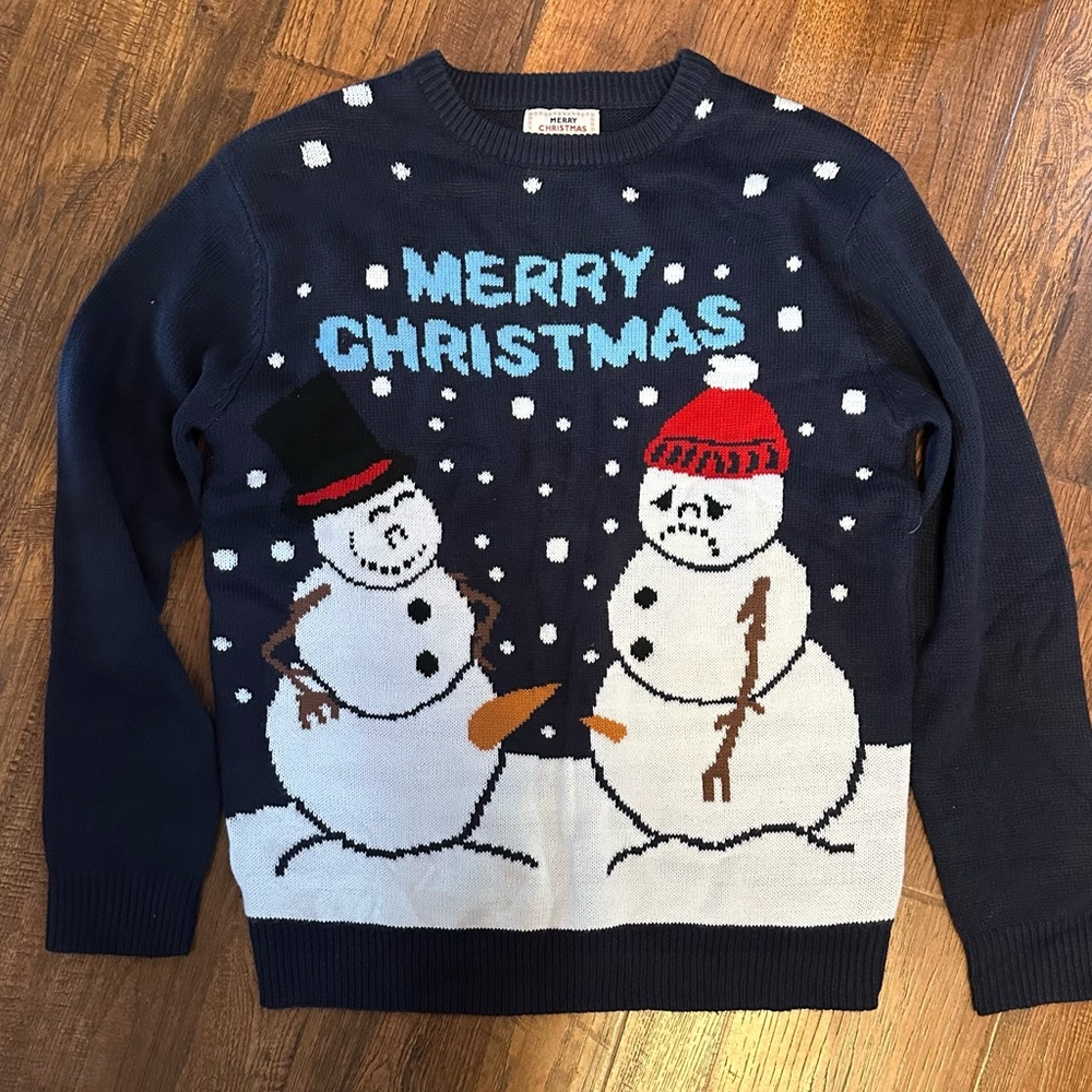 Ugly Christmas Snowman Sweater - Navy